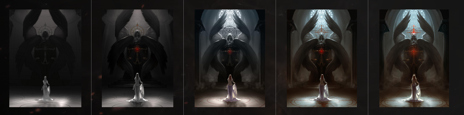 One cover, from first grayscale sketch to finished painting